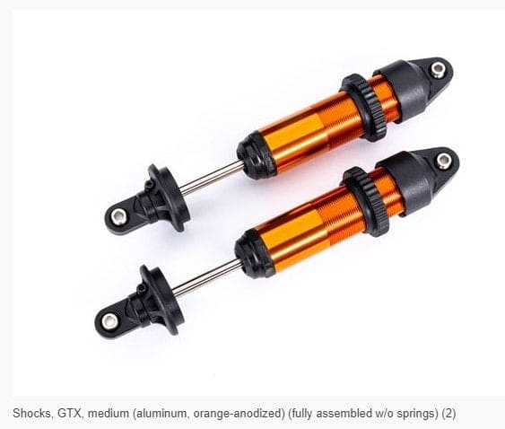 TRA7861T Traxxas Shocks, GTX, Medium (Aluminum, Orange-Anodized) (2)