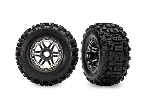 TRA8972-BLKCR Traxxas Maxx 2.8" Black Chrome Wheels & Sledgehammer Tires (2)
