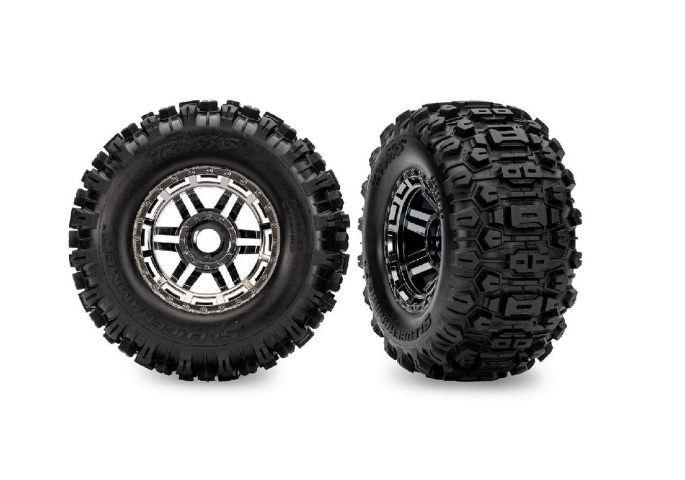 TRA8972-BLKCR Traxxas Maxx 2.8" Black Chrome Wheels & Sledgehammer Tires (2)
