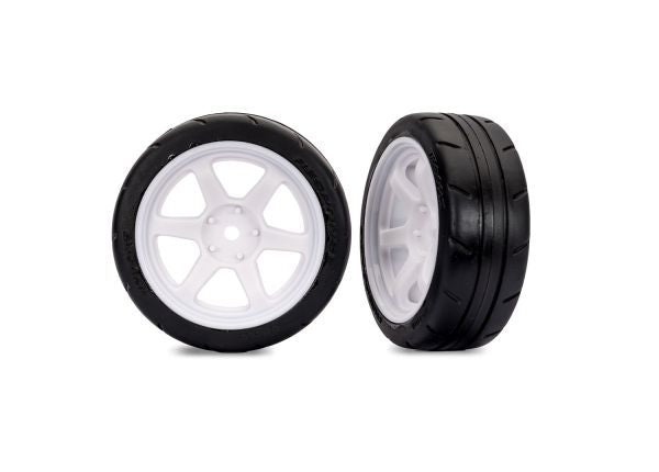 TRA9377-WHT Traxxas 1.9" Front 6-Spoke Wheels & Response Tires - White (2)