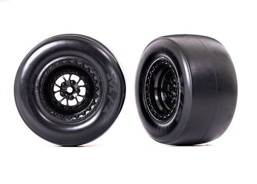 TRA9477 Traxxas Tires & Wheels (Weld Glossy Black) M/T Drag Slicks (2)