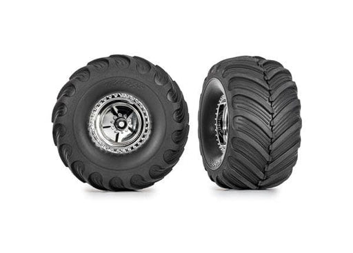 TRA9867 Traxxas Tires & wheels (chrome 1.2" , Terra 3.0x1.0" ) (2)