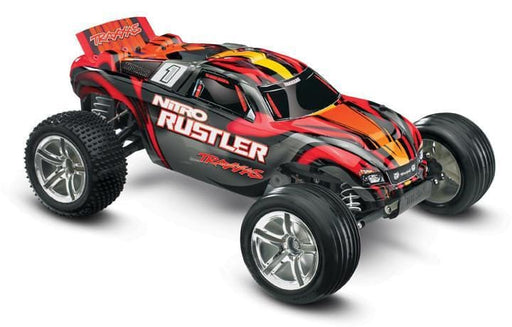 TRA44096-3 RED/SLIVER 1/10 Nitro Rustler 2WD w/TSM**SOLD SEPARATELY you will need this fuel for this car TRA5020