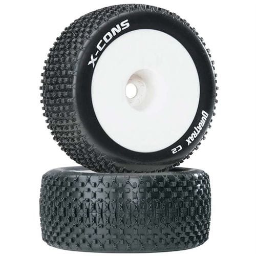 DTXC3662  -Cons 1/8 Truggy Tire C2 Mntd 1/2 Offset Wht (2)