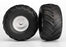 TRA3665 Tires & wheels, assembled, glued (satin chrome wheels, Terra Groove dual profile tires, foam inserts) (nitro rear/ electric front)