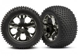 TRA3770A Tires & wheels, assembled, glued (2.8") (All-Star black chrome wheels, Alias tires, foam inserts) (rear) (2)