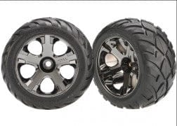 TRA3777A Tires & wheels, assembled, glued  (nitro front) (1 left, 1 right)