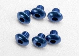 TRA3940 Screws, 4x4mm button-head machine, aluminum (blue) (hex drive) (6)