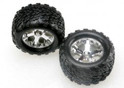 TRA4171 Tires & wheels, assembled, glued (2.8")  (Nitro Stampede front) (2)