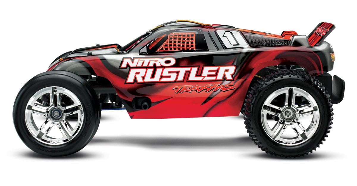TRA44096-3 RED 1/10 Nitro Rustler 2WD w/TSM**SOLD SEPARATELY you will need this fuel for this car TRA5020