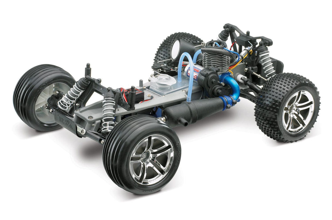 TRA44096-3 BLUE/SILVER 1/10 Nitro Rustler 2WD w/TSM**SOLD SEPARATELY you will need this fuel for this car TRA5020