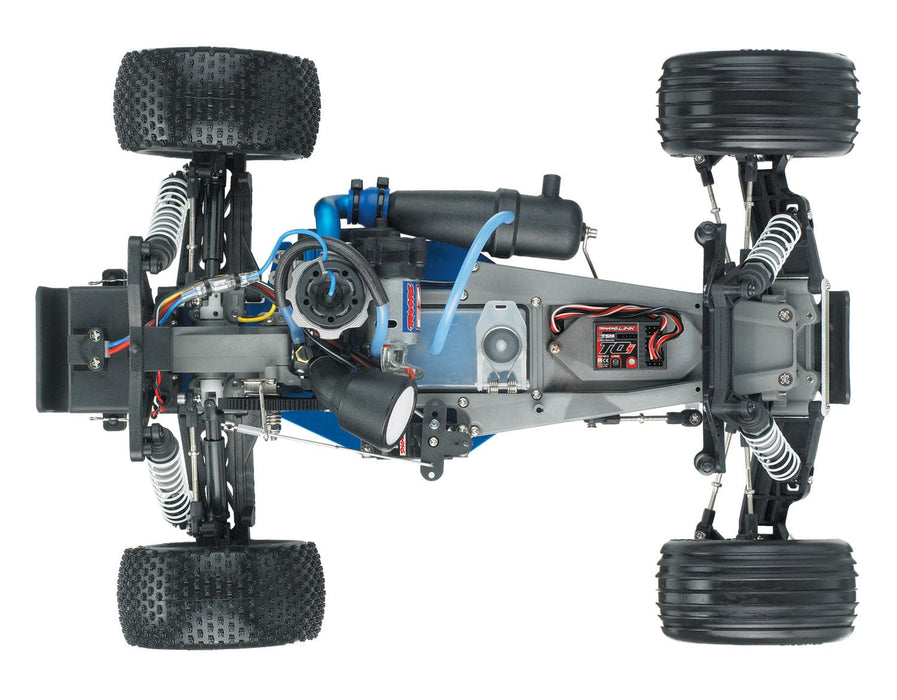 TRA44096-3 BLUE/SILVER 1/10 Nitro Rustler 2WD w/TSM**SOLD SEPARATELY you will need this fuel for this car TRA5020