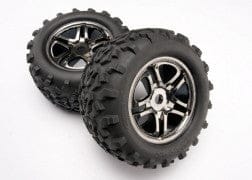 TRA4983A Tires & wheels, assembled, glued (SS (Split Spoke) black
