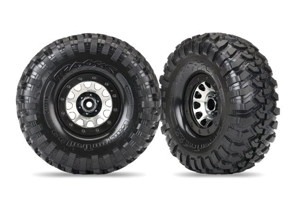 TRA8172 Traxxas Tires and wheels, assembled (Method 105 black chrome beadlock wheels, Canyon Trail 2.2' tires, foam inserts) (1 left, 1 right)