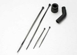 TRA5245X Pipe coupler, molded (black)/ exhaust deflecter (rubber, black)/ cable ties, long (2)/ cable ties, short (2)
