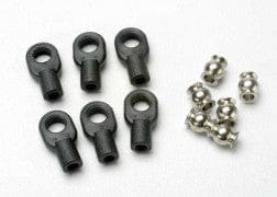 TRA5349 Rod ends, small, with hollow balls (6) (for Revo steering linkage)