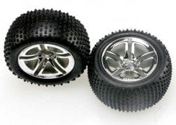 TRA5572R Tires & wheels, assembled, glued (2.8") (nitro rear) (2)
