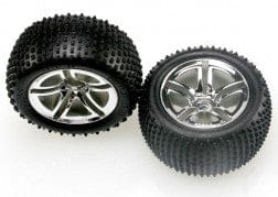 TRA5572R Tires & wheels, assembled, glued (2.8") (nitro rear) (2)
