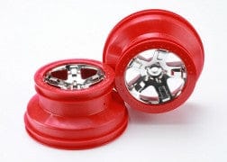 TRA5868 Wheels, SCT chrome, red beadlock style, dual profile (2.2? outer, 3.0? inner) (4WD front/rear, 2WD rear only) (2)
