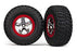 TRA5869 Tires & wheels, assembled, glued (SCT chrome, red)  (2WD front)