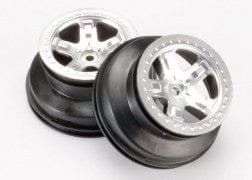 TRA5872 Wheels, SCT satin chrome, beadlock style, dual profile (2.2" outer, 3.0" inner) (4WD front/rear, 2WD rear only)