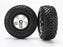 TRA5875X Tires & wheels, assembled, glued (SCT satin chrome, black beadlock style wheels, SCT off-road racing tires, foam inserts) (2) (2WD front)