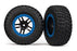 TRA5883A Tire & wheel assy, glued (SCT Split-Spoke, black, blue beadlock wheels, BFGoodrich? Mud-TerrainTM T/A? KM2 tire, inserts) (2) (4WD f/r, 2WD rear)