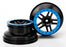 TRA5884A Wheels, SCT Split-Spoke, black, blue beadlock style, dual profile (2.2" outer 3.0" inner) (4WD f/r, 2WD rear) (2)
