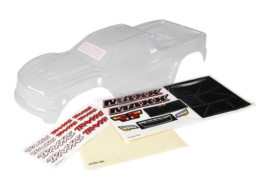 TRA8914 Traxxas Body, Maxx, heavy duty (clear, untrimmed, requires painting)/ window masks/ decal sheet