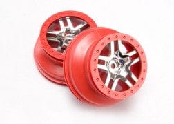 TRA6872A Wheels, SCT Split-Spoke, chrome, red beadlock style, dual profile
