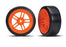 TRA8376A Traxxas Tires and wheels, assembled, glued (split-spoke orange wheels, 1.9' Drift tires) (front)