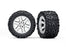 TRA6774R Traxxas Tires & wheels, assembled, glued (2.8') (RXT satin chrome wheels, Talon Extreme tires, foam inserts) (electric rear) (2) (TSM rated)