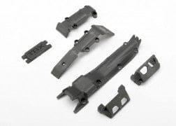 TRA7037 Skidplate set, front (1)/ rear (1)/ transmission (1)/ steering servo guards (2) / steering servo cover plate (1)