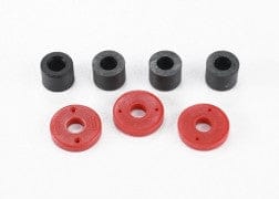 TRA7067 Piston, damper (2x0.5mm hole, red) (4)/ travel limiters (4)