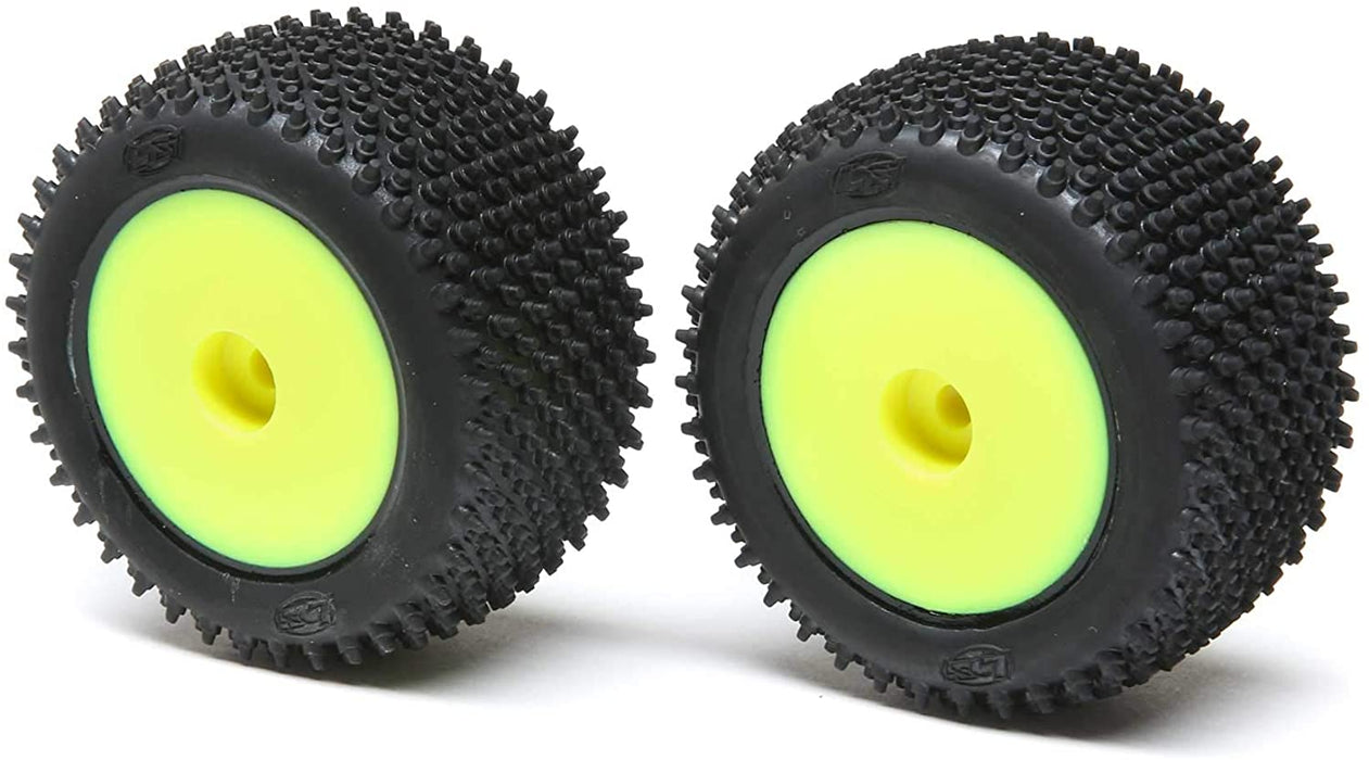 LOS41009 Step Pin Tires, Rear, Mounted,Yellow: Mini-T 2.0