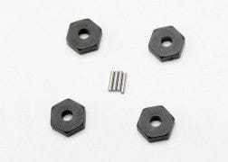 TRA7154 Wheel hubs, hex (4)/ axle pins (1.5x8mm) (4)