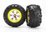 TRA7276 Tires and wheels, assembled, glued (Geode chrome, yellow beadlock style wheels, Canyon AT tires, foam inserts)(1 left, 1 right)