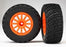 TRA7473A Tires & wheels, assembled, glued (orange wheels, BFGoodrich? Rally, gravel pattern tires, foam inserts) (2) (TSM rated)