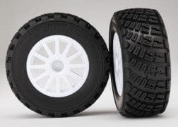 TRA7473R Tires & wheels, assembled, glued (White wheels, BFGoodrich? Rally, gravel pattern, S1 compound tires, foam inserts) (2)