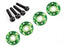 TRA7668G Wheel nut washer, machined aluminum, green/3x12mm CS (4)