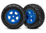 TRA7674 Tires and wheels, assembled, glued (SCT blue wheels, SCT off-road racing tires) (1 each, right & left)