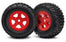 TRA7674R Tires and wheels, assembled, glued (SCT red wheels, SCT off-road racing tires) (1 each, right & left)