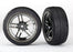 TRA8373- Tires and wheels, assembled, glued (split-spoke black chrome wheels, 1.9' Response tires) (front) (2)