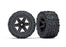 TRA6774 Traxxas Tires & wheels, assembled, glued (2.8') (Rustler 4X4 black wheels, Talon Extreme tires, foam inserts) (electric rear) (2) (TSM rated)