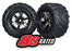 TRA7772A Tires & wheels, assembled, glued X-Maxx black chrome wheels