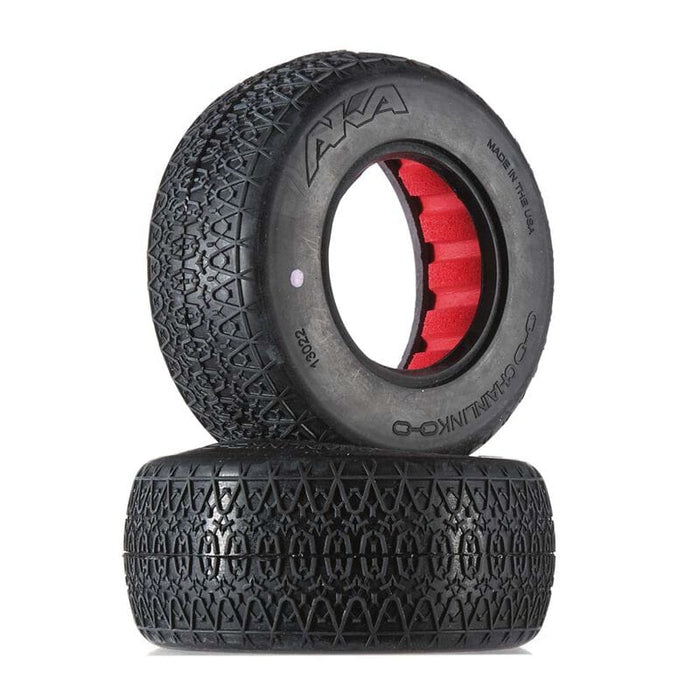 AKA13022CR 1/10 Chain Link SC Wide Clay Tire with Red Inserts (2)
