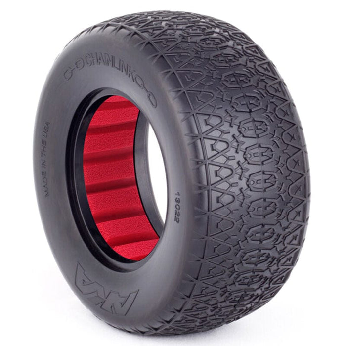 AKA13022VR 1/10 Chain Link SC Wide Super Soft Front/Rear Wheel Mounted with Red Inserts (2)