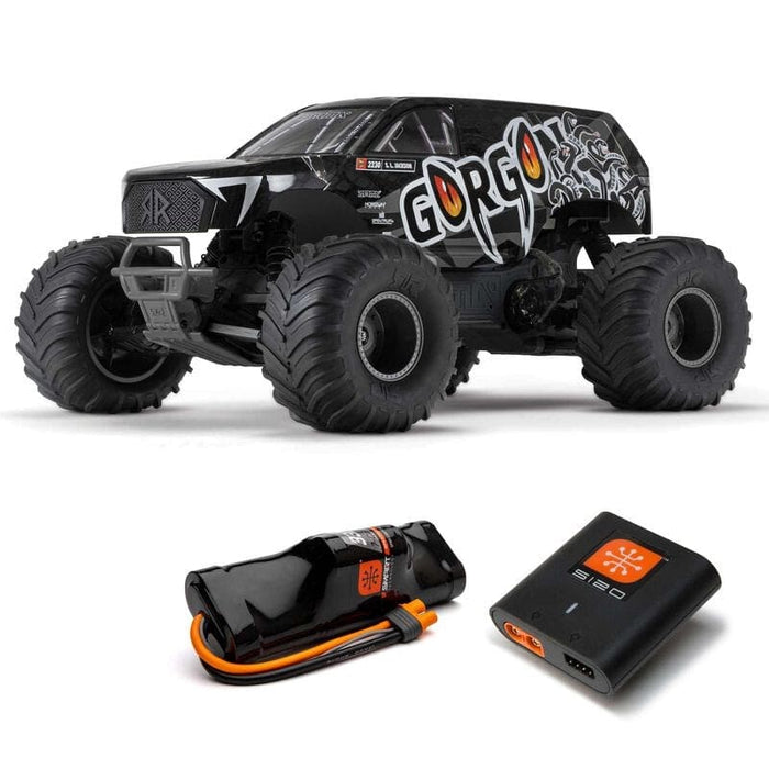 ARA3230SKT1 1/10 GORGON 4X2 MEGA 550 Brushed Monster Truck Ready-To-Assemble Kit with Battery & Charger (fast charger and long run battery SPMXBCB1)