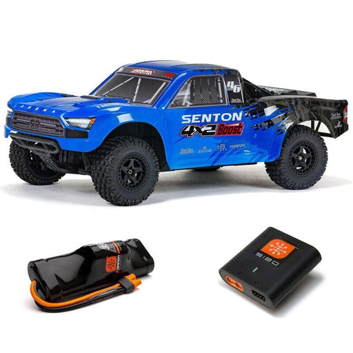 ARA4103SV4T2 1/10 SENTON 4X2 BOOST MEGA 550 Brushed Short Course Truck RTR with Battery & Charger, Blue **FOR LONG RUN TIME BATTERY ORDER part # SPMX52S30H3