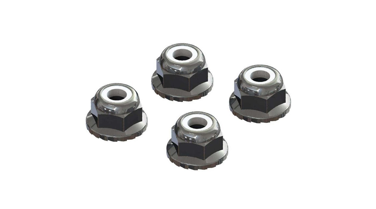 AR708008  Flanged Nyloc Locknut 4mm Silver (4)